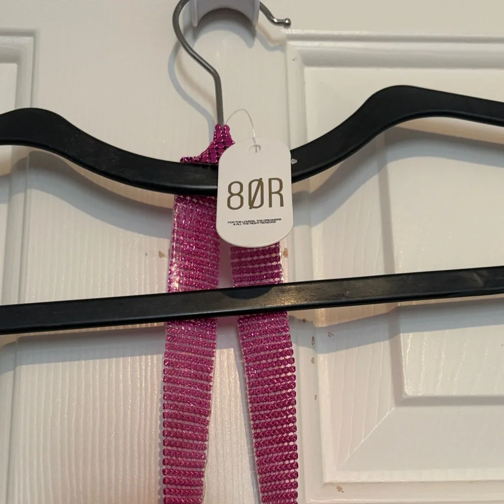 8 Other Reasons Metallic Fuchsia Halter Fringe Mini Dress - Picture 5 of 7